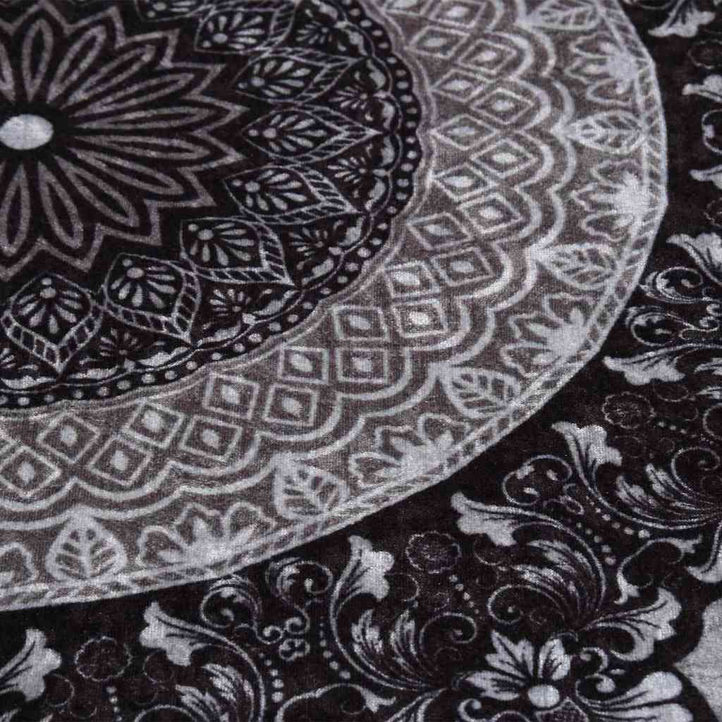 vidaXL Rug Washable φ120 cm Black and Grey Anti Slip