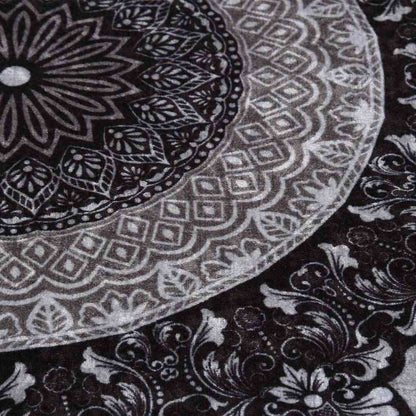 vidaXL Rug Washable φ120 cm Black and Grey Anti Slip