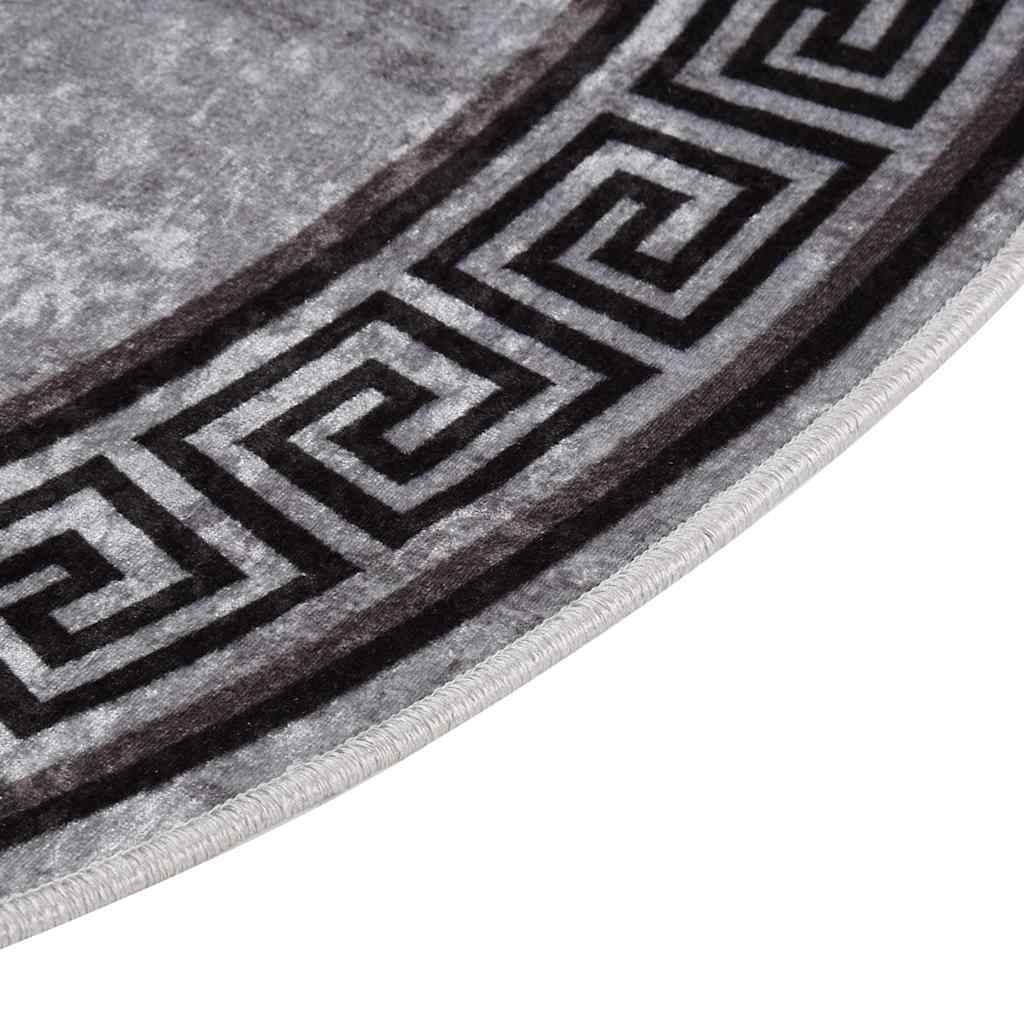 vidaXL Rug Washable φ120 cm Black and Grey Anti Slip