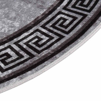 vidaXL Rug Washable φ120 cm Black and Grey Anti Slip