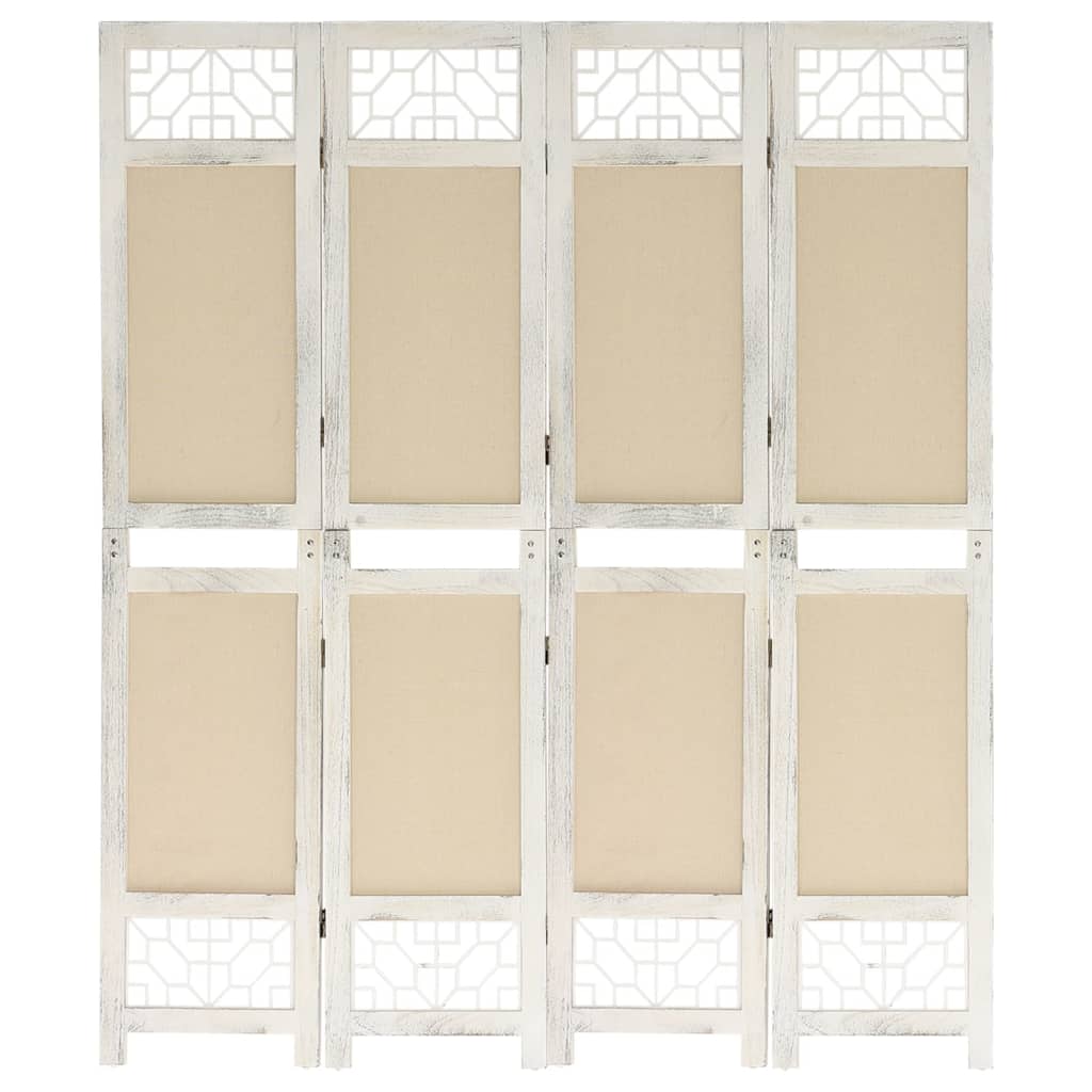 vidaXL 4-Panel Room Divider Cream 140x165 cm Fabric