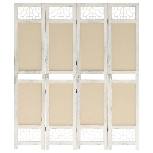 vidaXL 4-Panel Room Divider Cream 140x165 cm Fabric