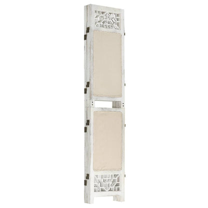 vidaXL 5-Panel Room Divider Cream 175x165 cm Fabric