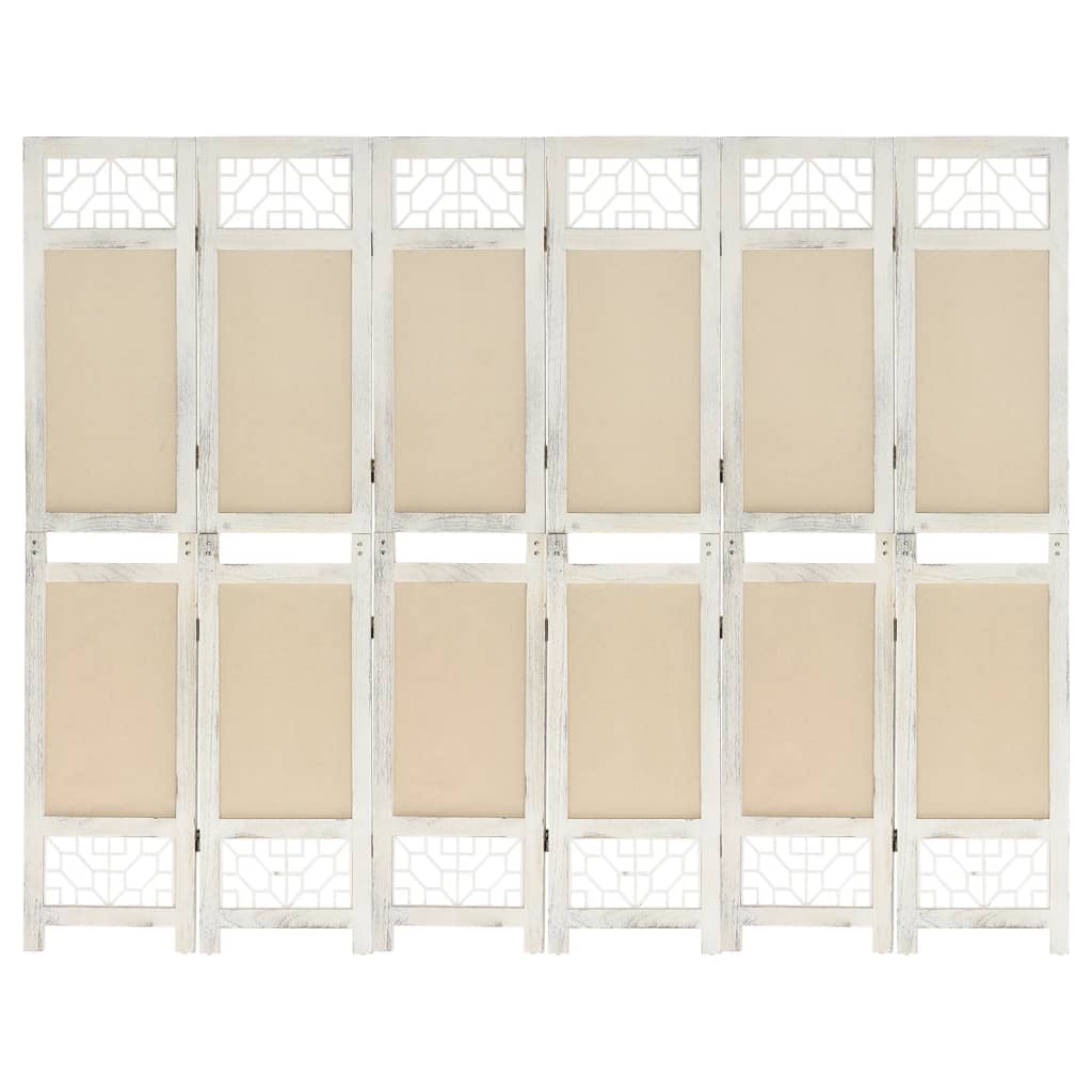 vidaXL 6-Panel Room Divider Cream 210x165 cm Fabric