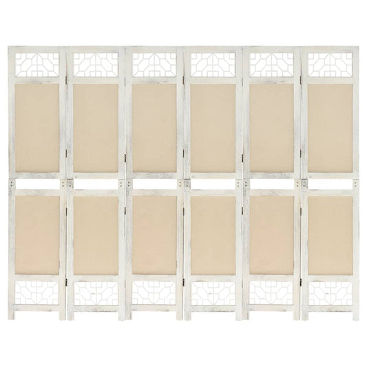 vidaXL 6-Panel Room Divider Cream 210x165 cm Fabric