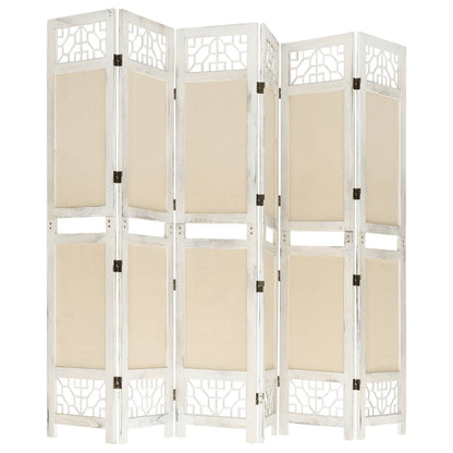 vidaXL 6-Panel Room Divider Cream 210x165 cm Fabric
