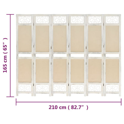 vidaXL 6-Panel Room Divider Cream 210x165 cm Fabric