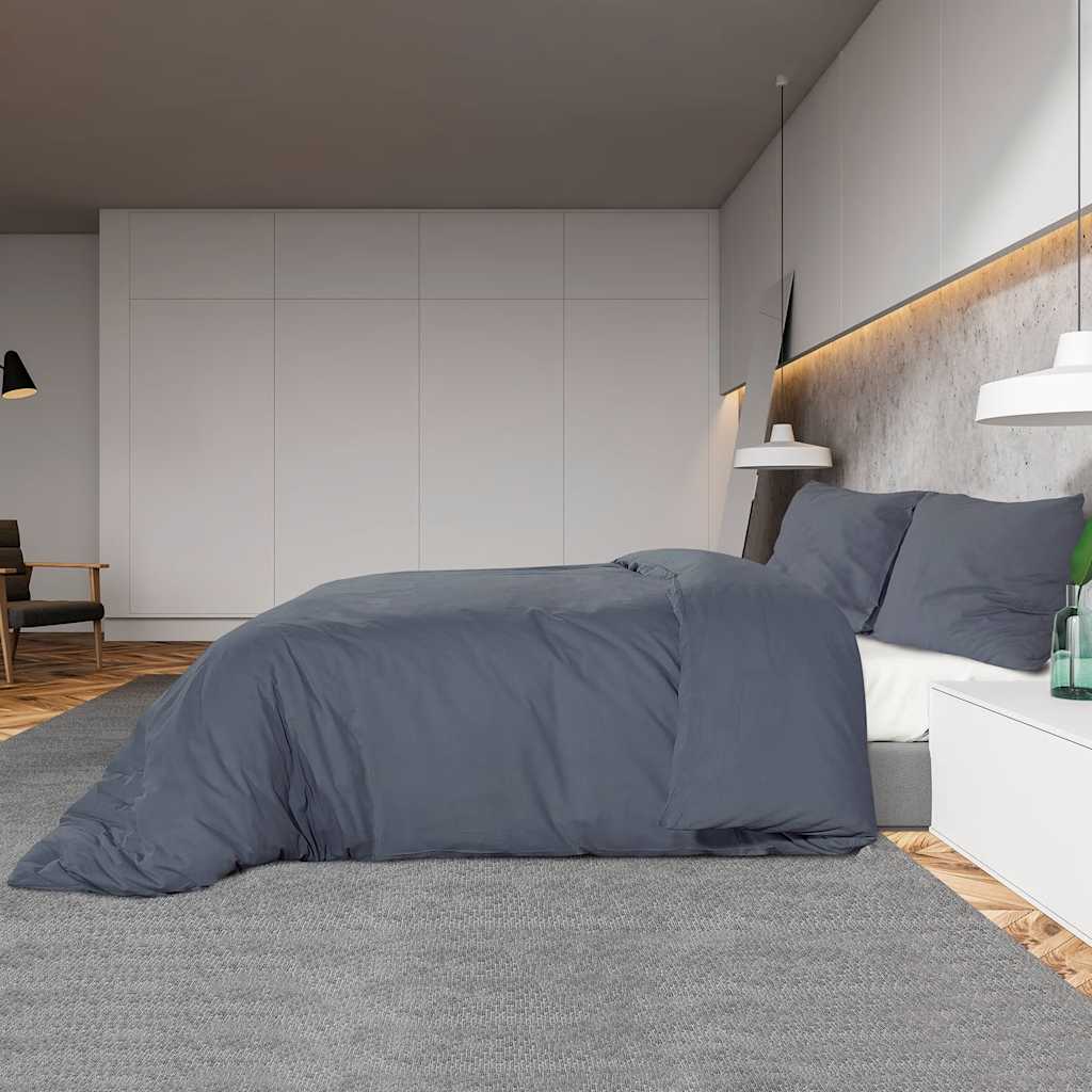 vidaXL Duvet Cover Set Anthracite 200x200 cm Light-weight Microfiber