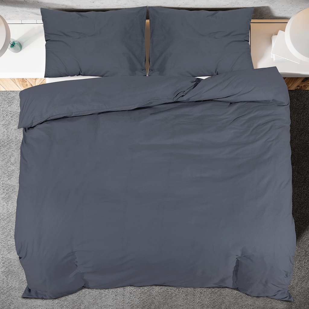 vidaXL Duvet Cover Set Anthracite 200x200 cm Light-weight Microfiber
