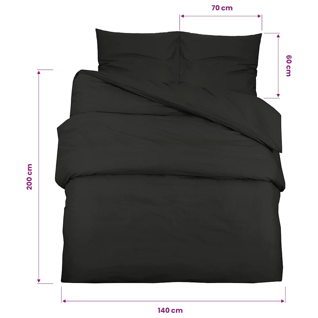 vidaXL Duvet Cover Set Black 140x200 cm Light-weight Microfiber