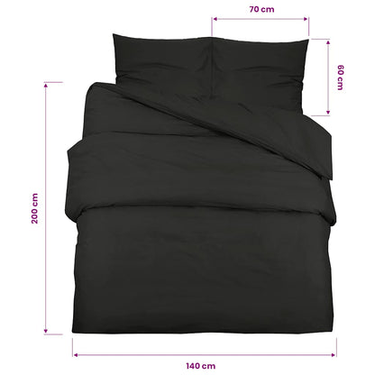 vidaXL Duvet Cover Set Black 140x200 cm Light-weight Microfiber