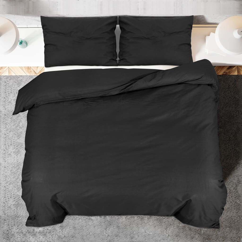 vidaXL Duvet Cover Set Black 260x240 cm Light-weight Microfiber