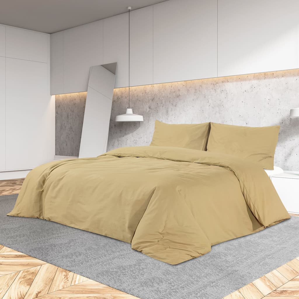 vidaXL Duvet Cover Set Taupe 200x220 cm Light-weight Microfiber