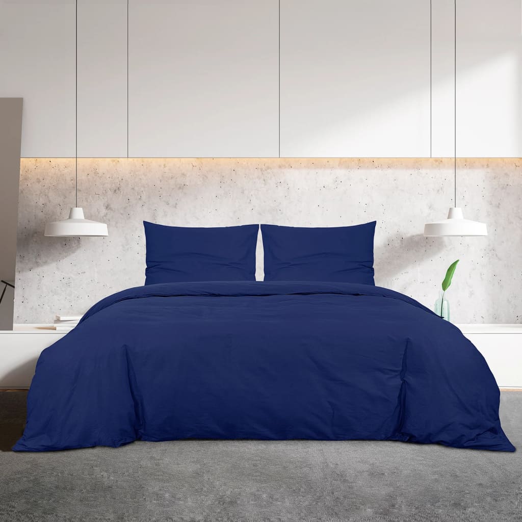 vidaXL Duvet Cover Set Navy Blue 260x240 cm Light-weight Microfiber