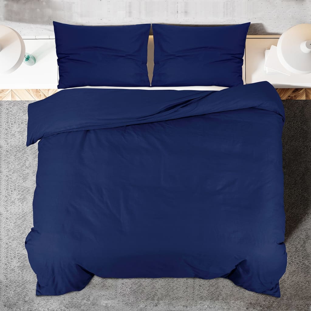 vidaXL Duvet Cover Set Navy Blue 260x240 cm Light-weight Microfiber