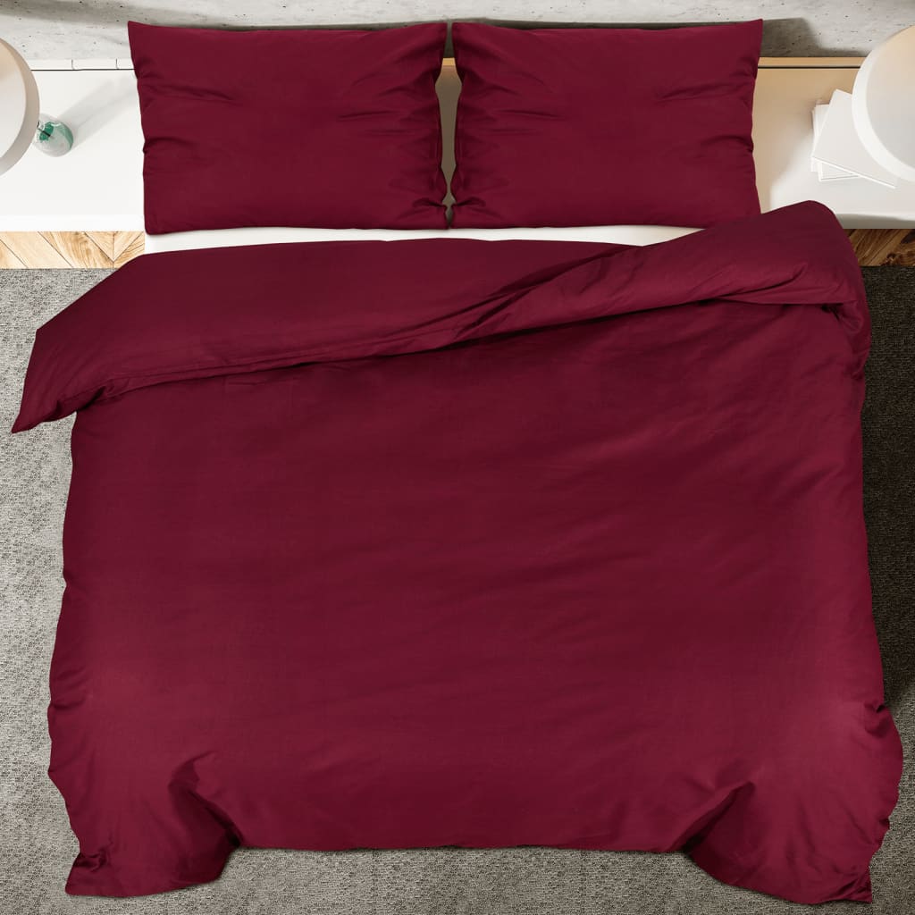 vidaXL Duvet Cover Set Bordeaux 140x200 cm Light-weight Microfiber