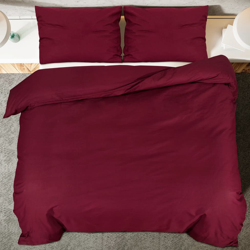 vidaXL Duvet Cover Set Bordeaux 225x220 cm Light-weight Microfiber