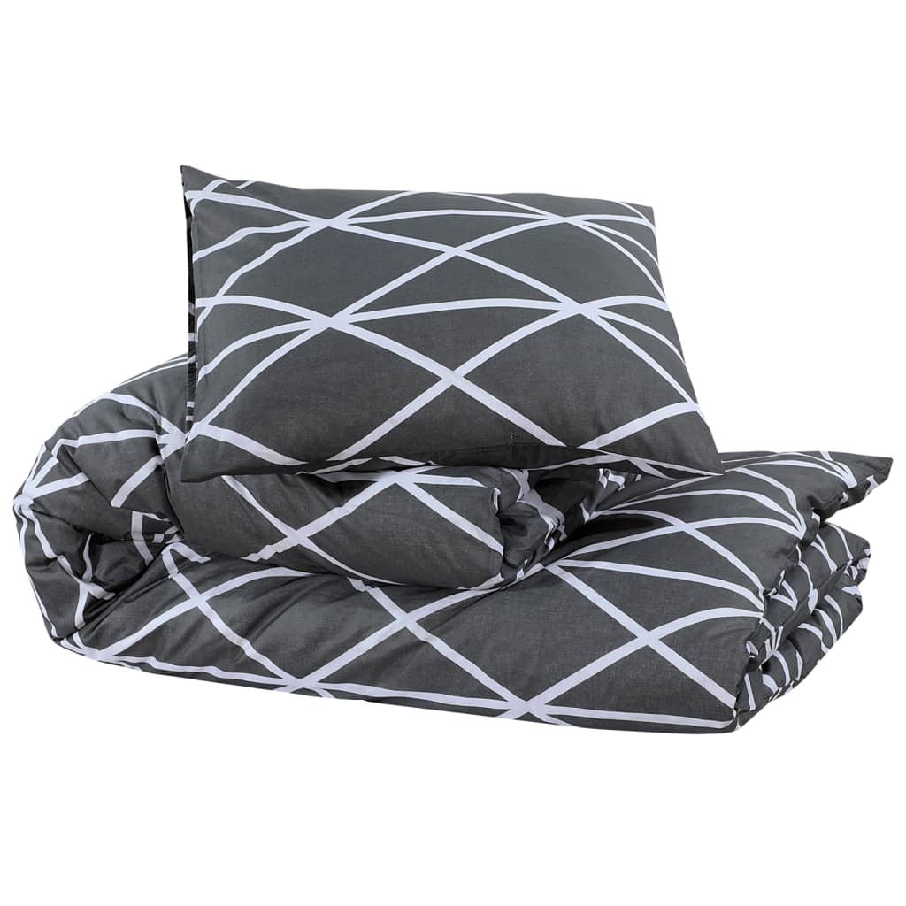 vidaXL Duvet Cover Set Grey 140x200 cm Cotton