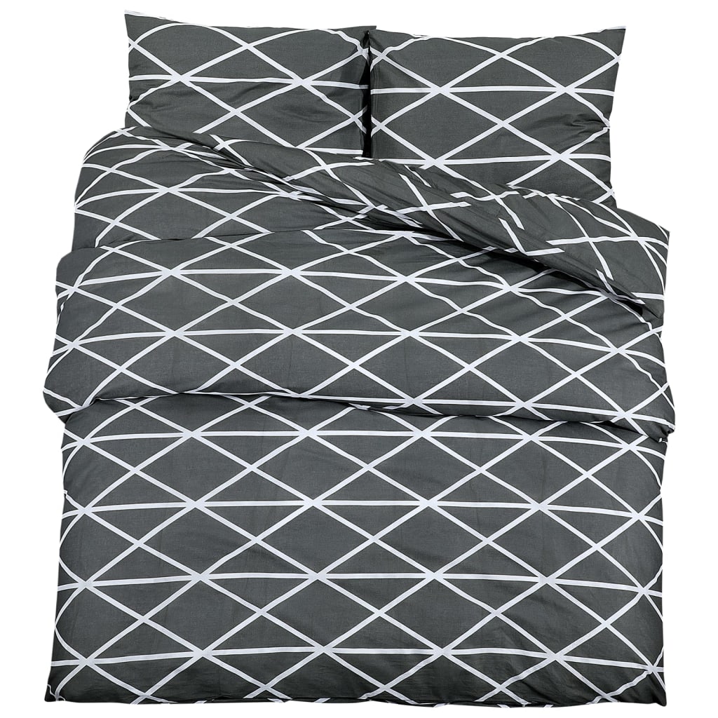 vidaXL Duvet Cover Set Grey 225x220 cm Cotton