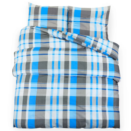 vidaXL Duvet Cover Set Blue and Grey 240x220 cm Cotton