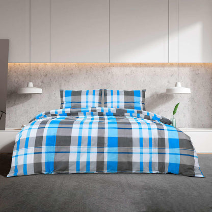 vidaXL Duvet Cover Set Blue and Grey 240x220 cm Cotton