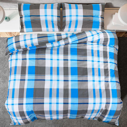 vidaXL Duvet Cover Set Blue and Grey 240x220 cm Cotton
