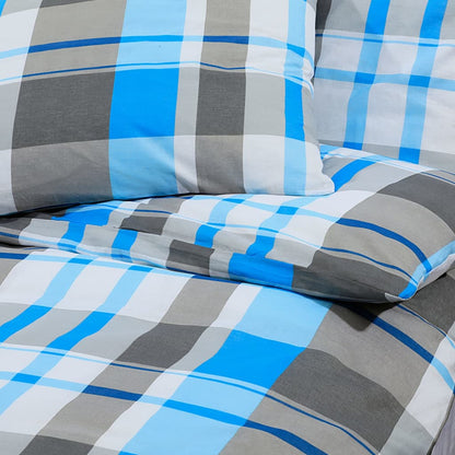 vidaXL Duvet Cover Set Blue and Grey 240x220 cm Cotton