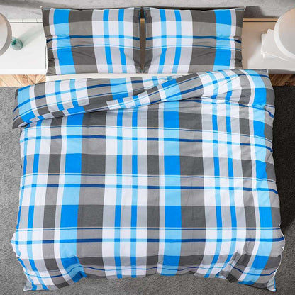 vidaXL Duvet Cover Set Blue and Grey 260x240 cm Cotton