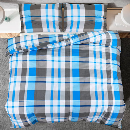 vidaXL Duvet Cover Set Blue and Grey 260x220 cm Cotton