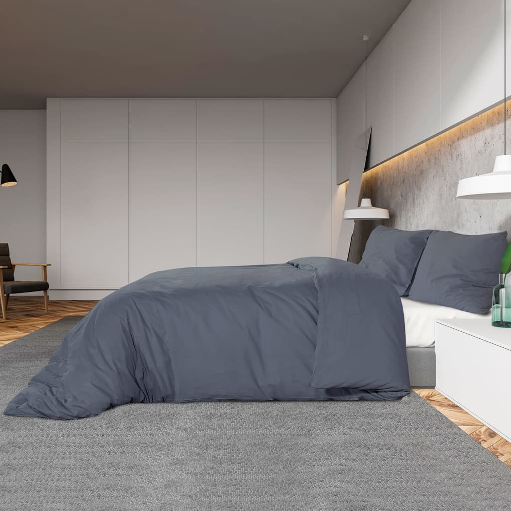 vidaXL Duvet Cover Set Anthracite 240x220 cm Cotton