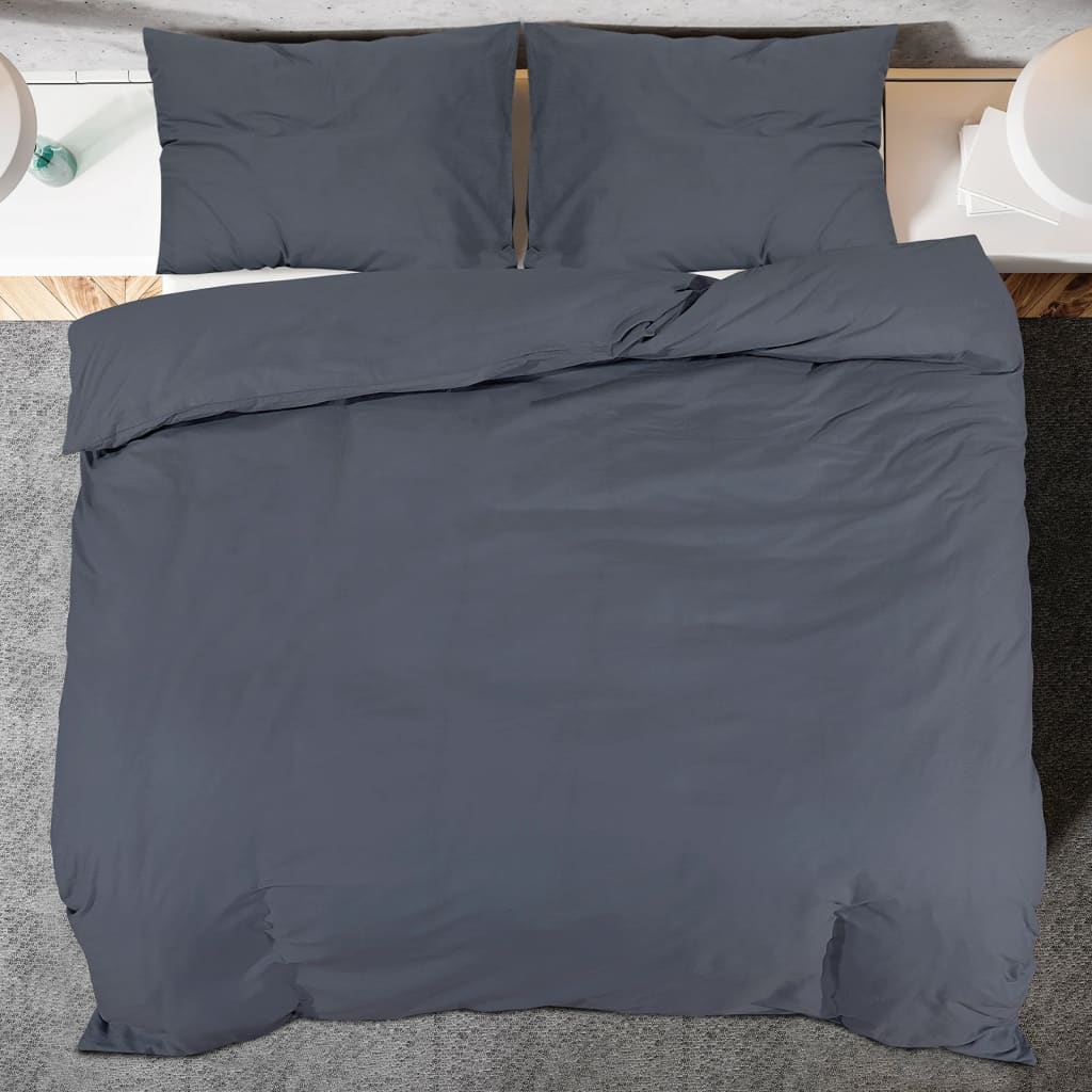 vidaXL Duvet Cover Set Anthracite 155x220 cm Cotton