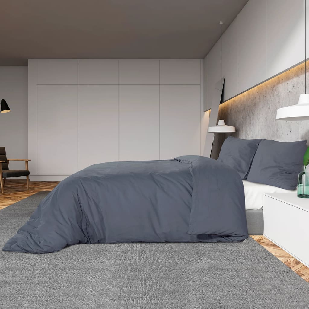 vidaXL Duvet Cover Set Anthracite 200x220 cm Cotton