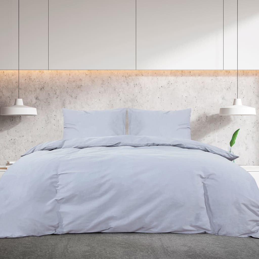 vidaXL Duvet Cover Set Grey 200x220 cm Cotton