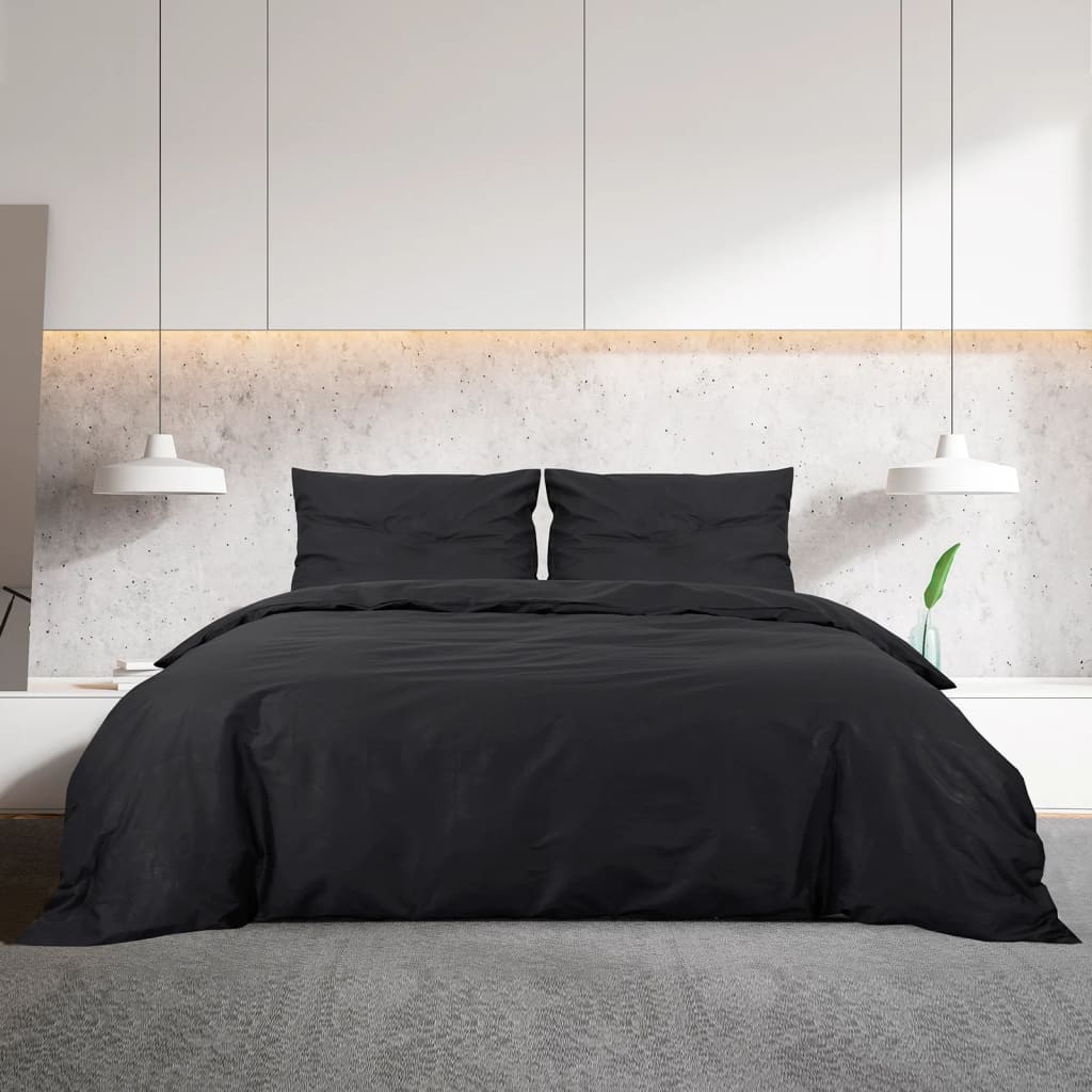 vidaXL Duvet Cover Set Black 260x240 cm Cotton