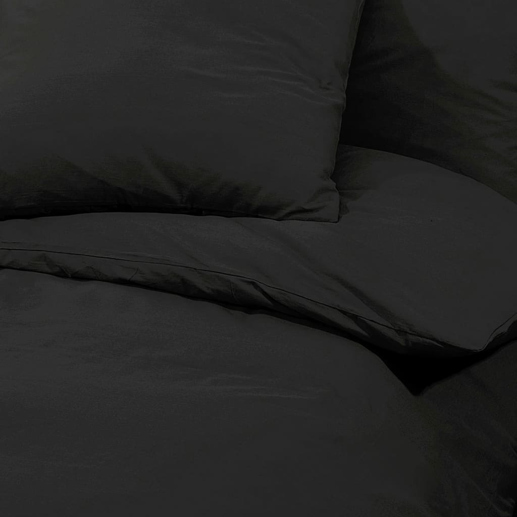 vidaXL Duvet Cover Set Black 155x220 cm Cotton