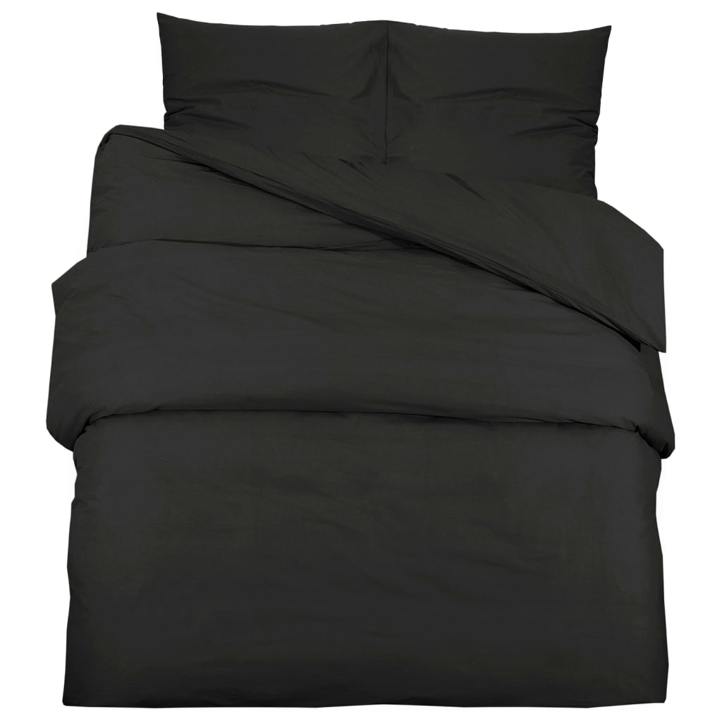 vidaXL Duvet Cover Set Black 200x220 cm Cotton