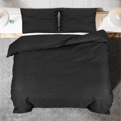 vidaXL Duvet Cover Set Black 225x220 cm Cotton