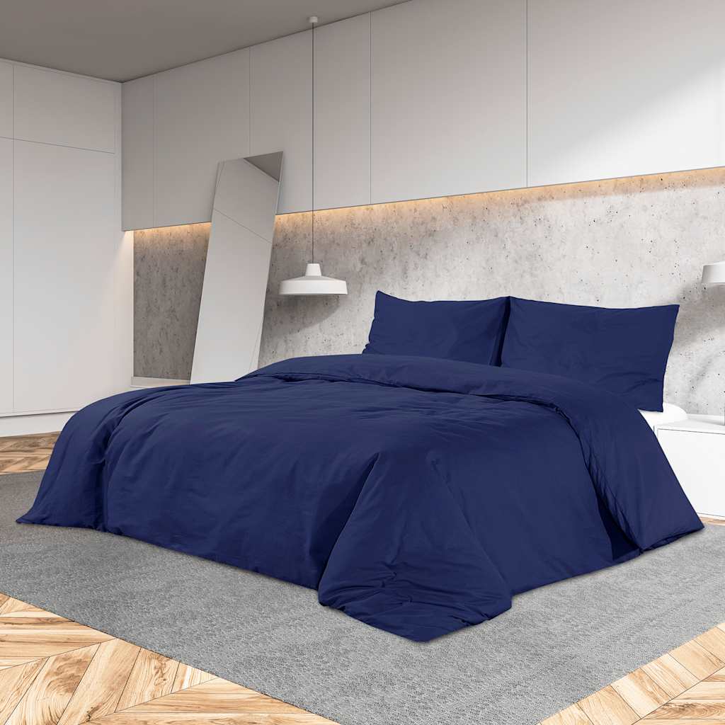 vidaXL Duvet Cover Set Navy Blue 240x220 cm Cotton