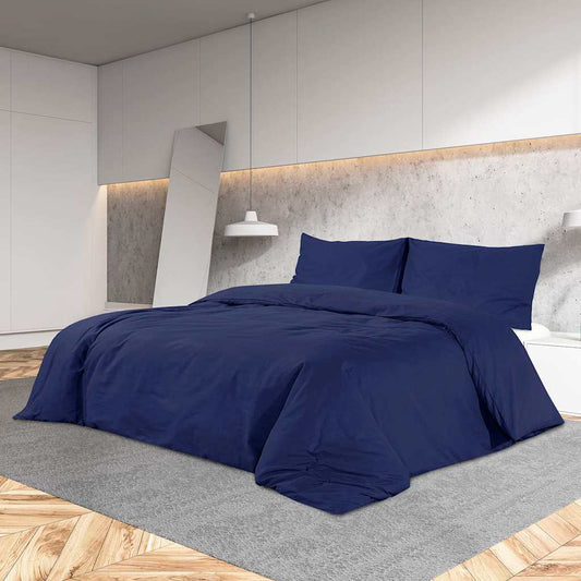 vidaXL Duvet Cover Set Navy Blue 220x240 cm Cotton