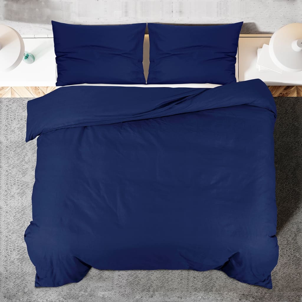 vidaXL Duvet Cover Set Navy Blue 260x220 cm Cotton