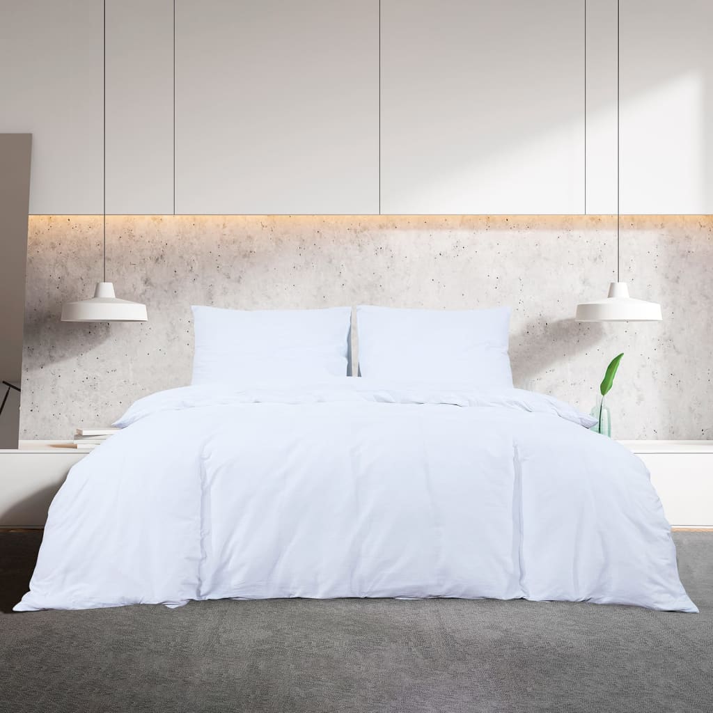 vidaXL Duvet Cover Set White 220x240 cm Cotton