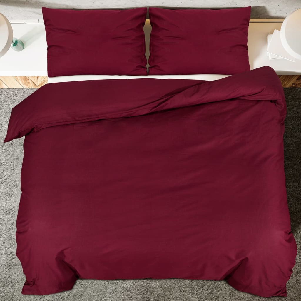 vidaXL Duvet Cover Set Bordeaux 260x240 cm Cotton