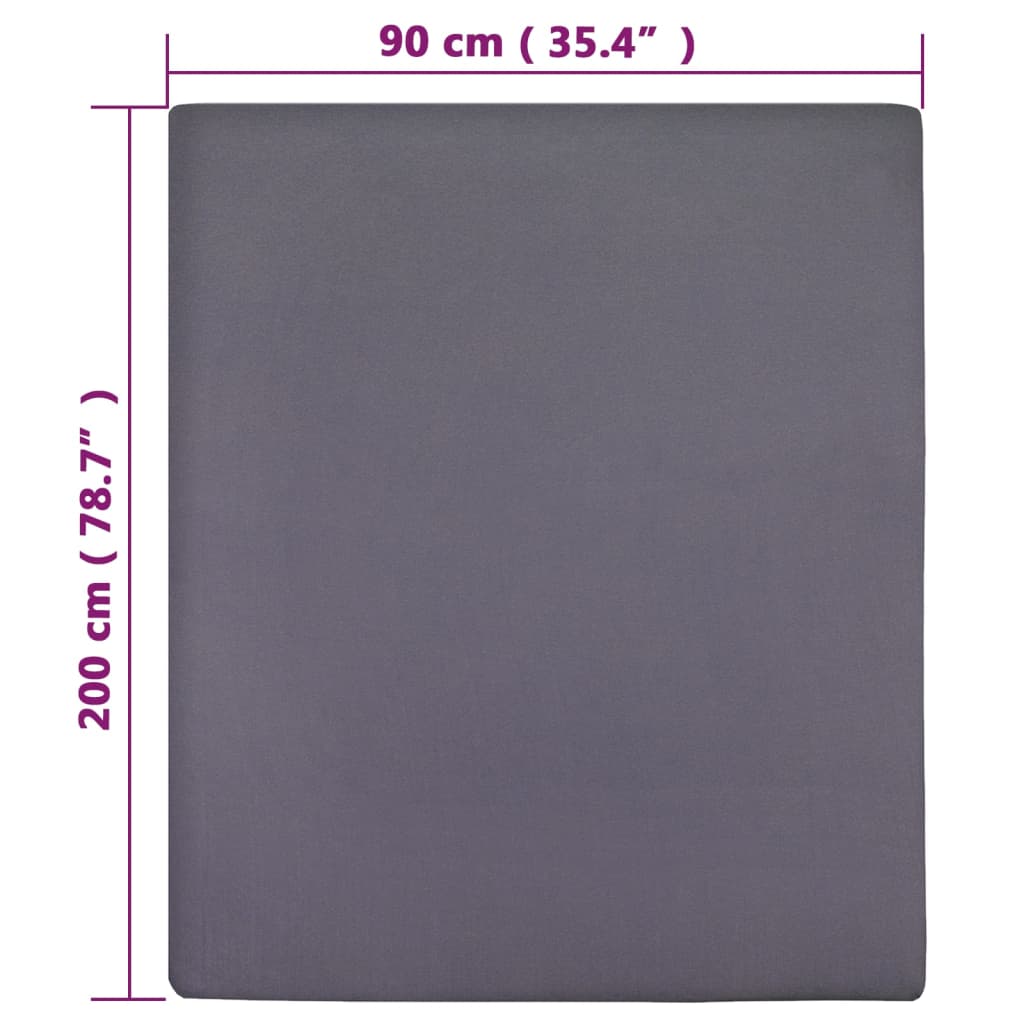 vidaXL Jersey Fitted Sheet Anthracite 90x200 cm Cotton