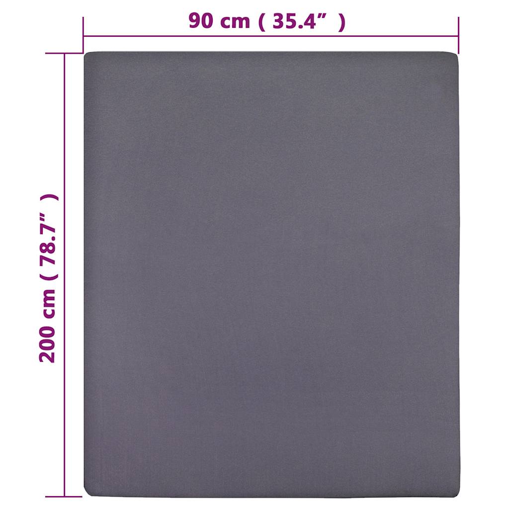 vidaXL Jersey Fitted Sheet Anthracite 90x200 cm Cotton
