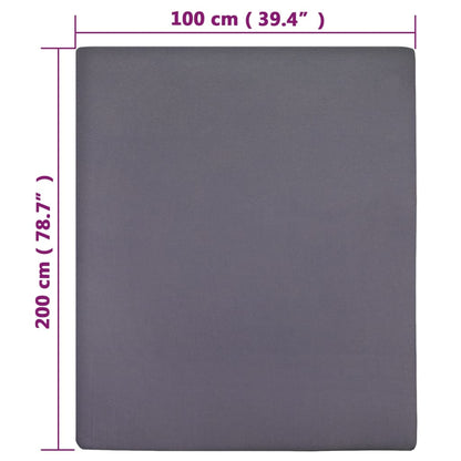 vidaXL Jersey Fitted Sheets 2 pcs Anthracite 100x200 cm Cotton