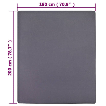 vidaXL Jersey Fitted Sheets 2 pcs Anthracite 180x200 cm Cotton