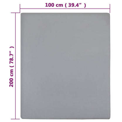 vidaXL Jersey Fitted Sheet Grey 100x200 cm Cotton