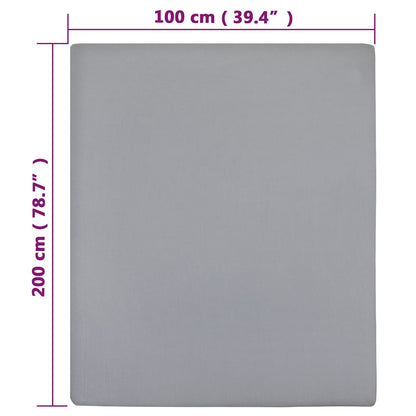 vidaXL Jersey Fitted Sheets 2 pcs Grey 100x200 cm Cotton