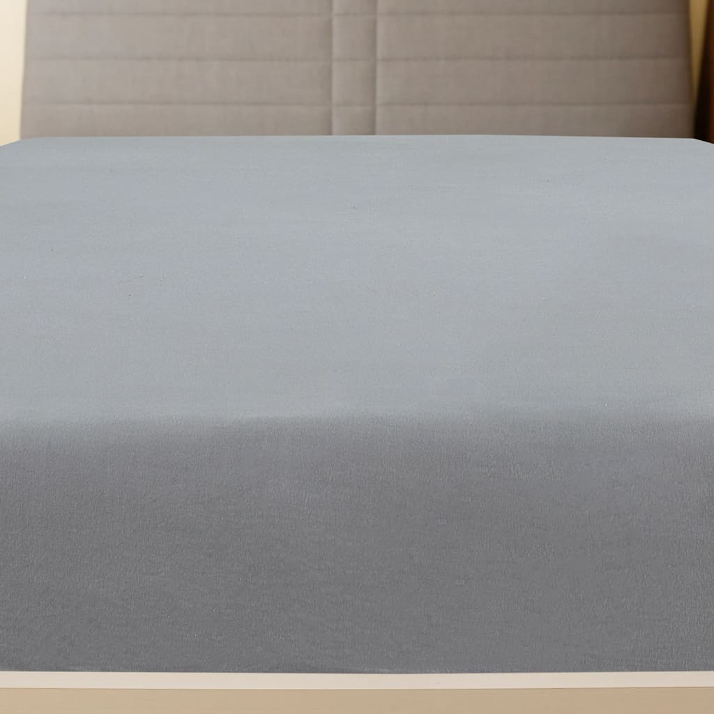 vidaXL Jersey Fitted Sheets 2 pcs Grey 140x200 cm Cotton