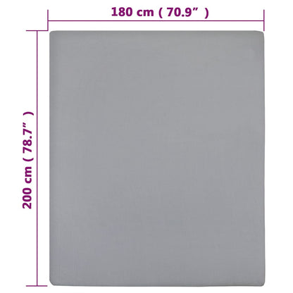 vidaXL Jersey Fitted Sheets 2 pcs Grey 180x200 cm Cotton
